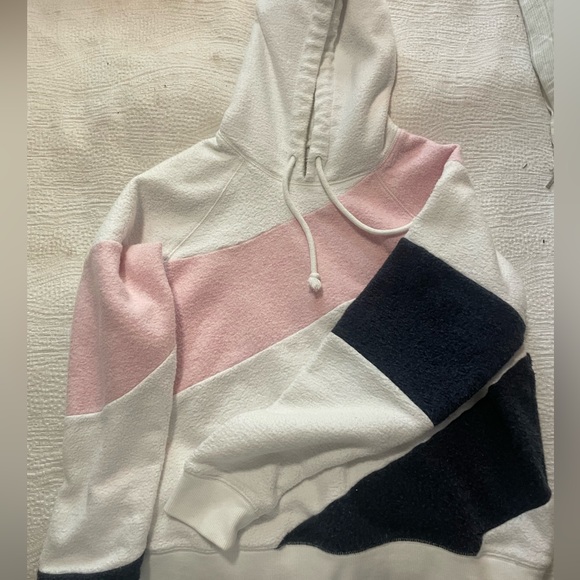 Faherty white and blue and pink color block hoodie - Picture 2 of 5